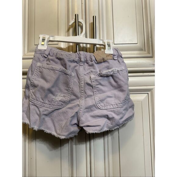 ZARA Girls Distressed Button Fly Cut Off Denim Jean Shorts Purple Size 10 - Picture 5 of 7